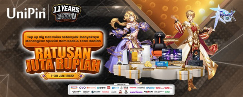 #11yearswithU – Promo Anniversary Berhadiah Ratusan Juta Rupiah Menantimu! Top up Big Cat Coins di UniPin Sekarang Juga!